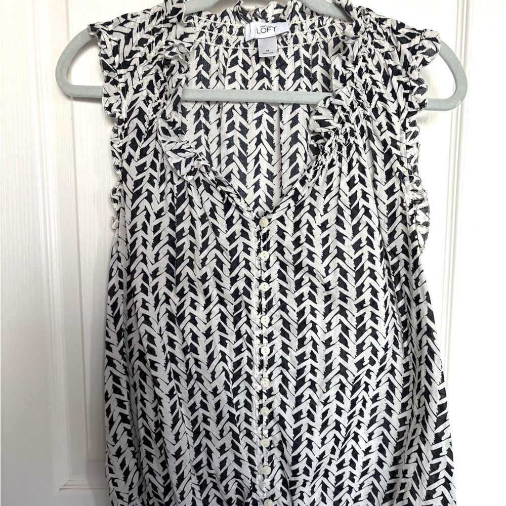 LOFT Monochrome Chevron Blouse